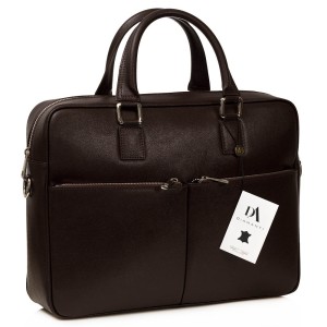 Servieta din piele naturala saffiano laptop 15,6" DiAmanti Palermo Maro Inchis